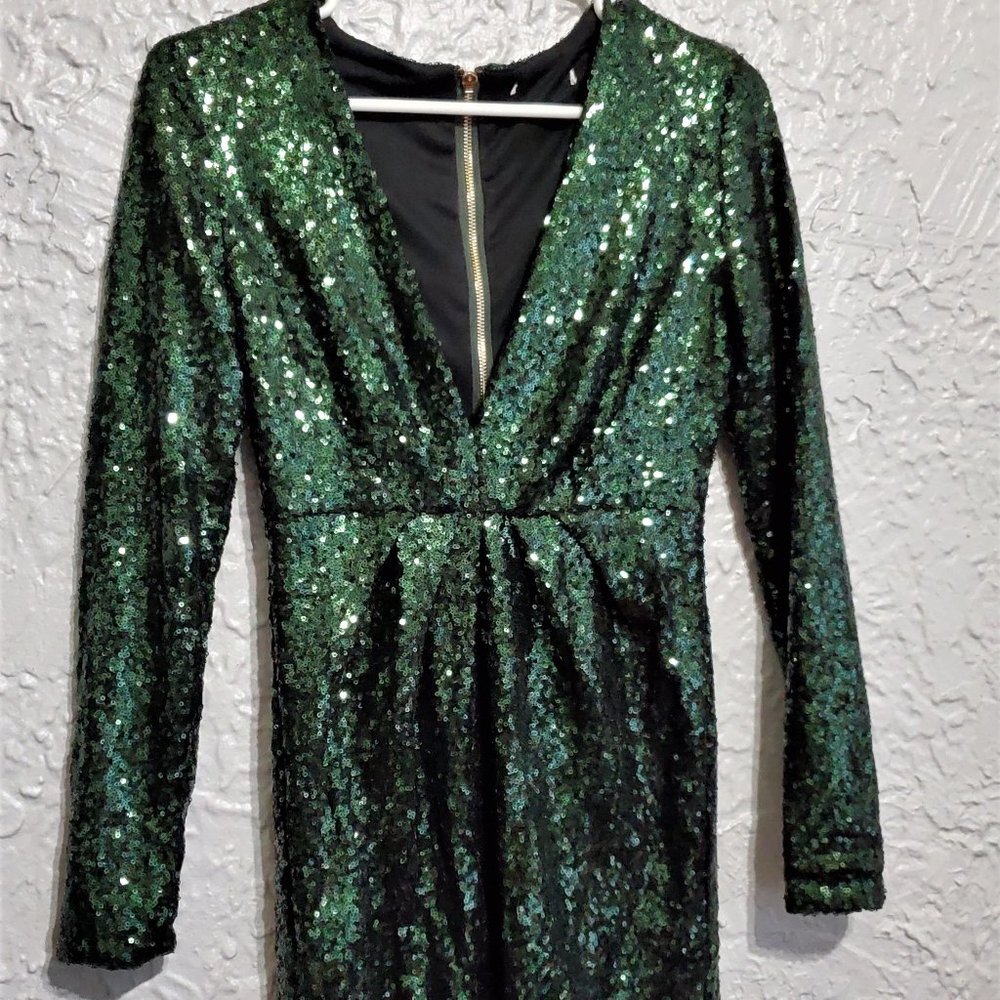 Green Sequin Party Dress